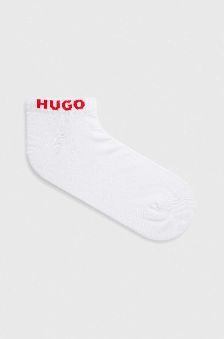 Ponožky HUGO 3-pak pánske, biela farba