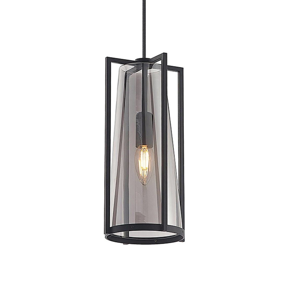 Lucande Rufina závesná lampa, dymové sklo, 1-pl.