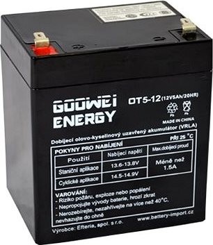 GOOWEI ENERGY Bezúdržbový olovený akumulátor OT5-12, 12 V, 5 Ah