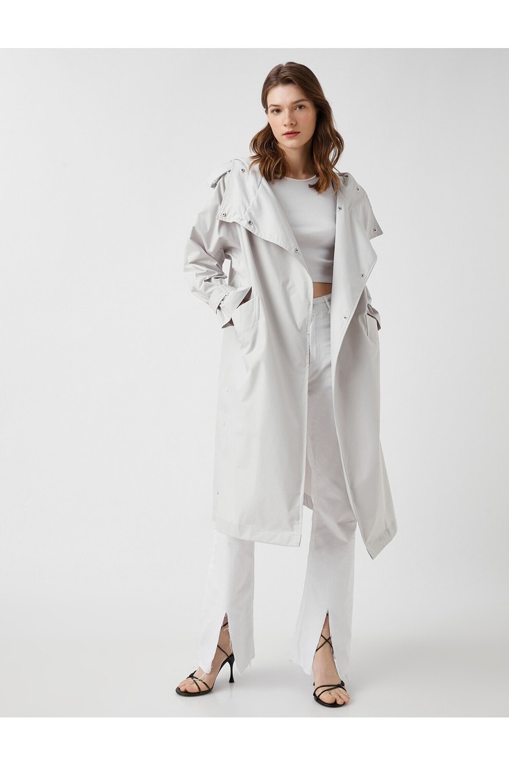 Koton Trench Coat - Gray - Double-breasted