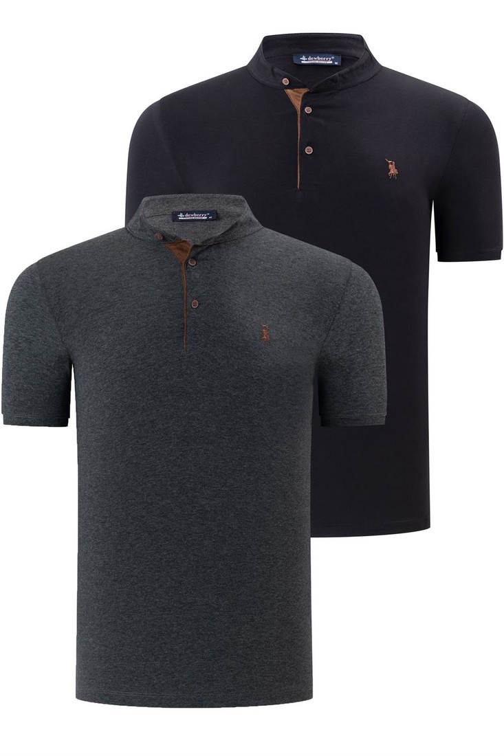 DUO SET T8560 DEWBERRY MEN'S T-SHIRT-ANTHRACITE-BLACK