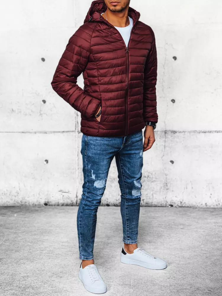 Men's burgundy quilted jacket Dstreet
