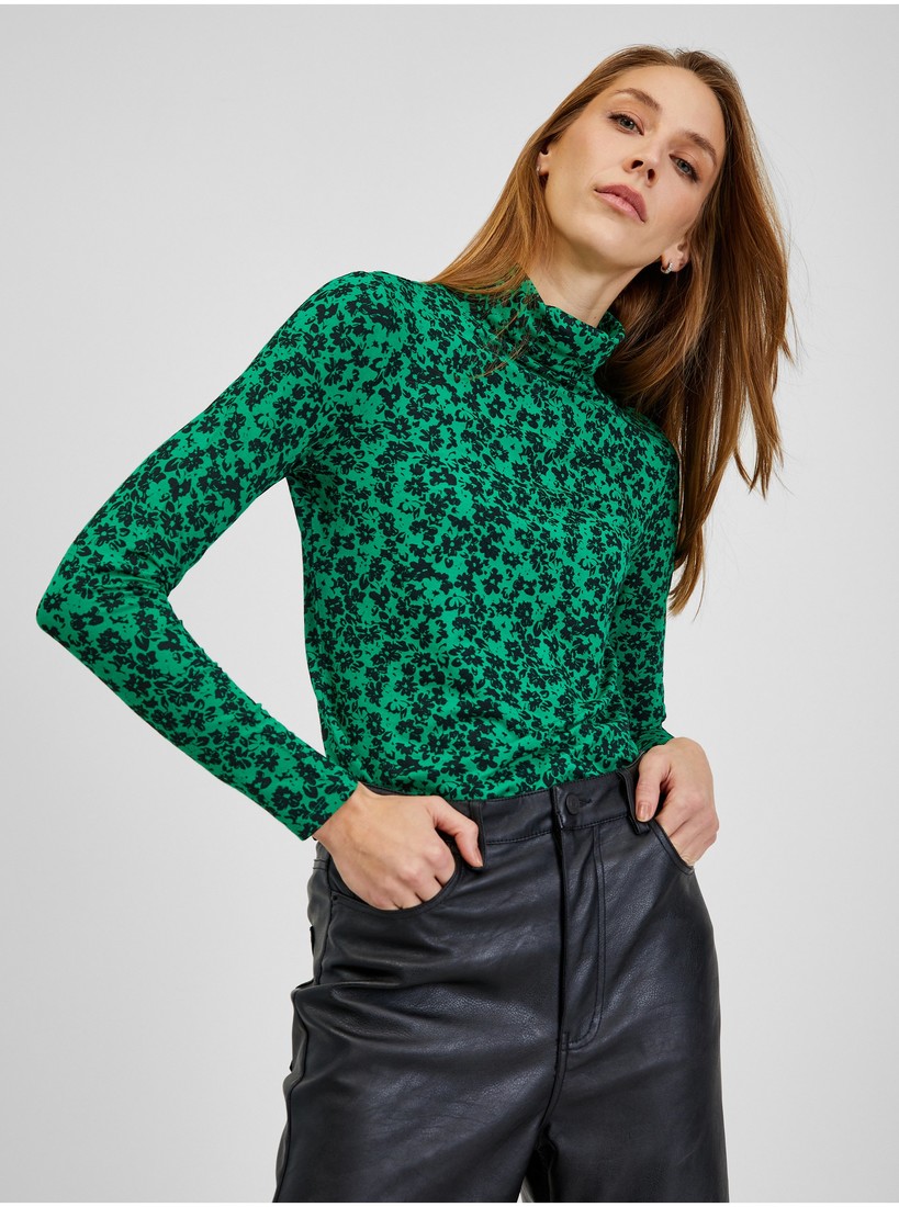 Orsay Green Ladies Patterned Turtleneck - Women