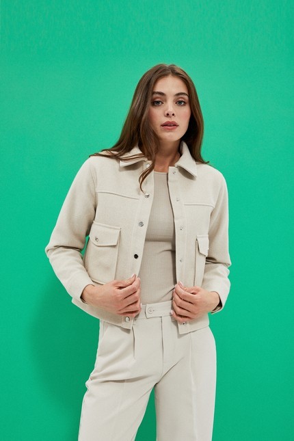 WOMEN JACKETS L-KU-4009 LBEIGE