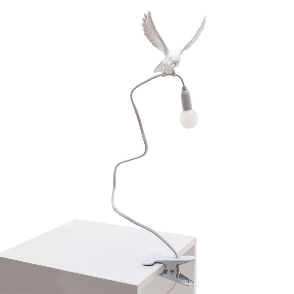 Stolná lampa s klipom SPARROW LANDING Seletti 100 cm biela