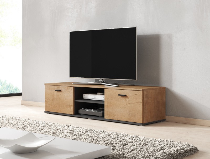 TV stolek SOHO 140 cm dub lefkas/černý