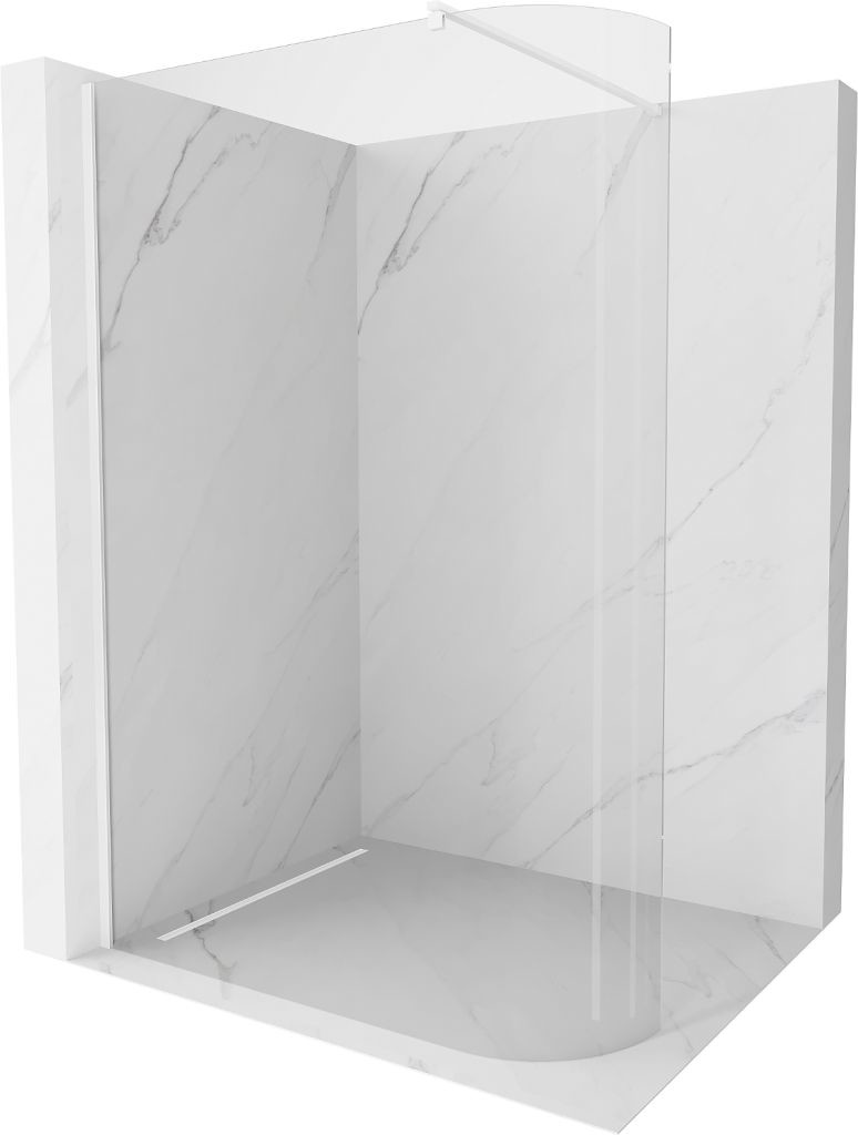 MEXEN/S - Kyoto Sprchová zástena WALK-IN zaoblená 90 x 200 cm, transparent 8 mm, biela - 800-080-101-20-06 800-090-101-20-06