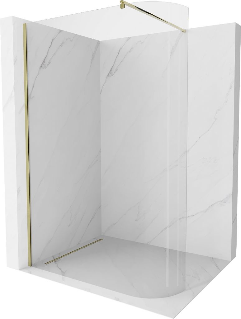 MEXEN/S - Kyoto Sprchová zástena WALK-IN zaoblená 90 x 200 cm, transparent 8 mm, zlatá 800-090-101-50-06