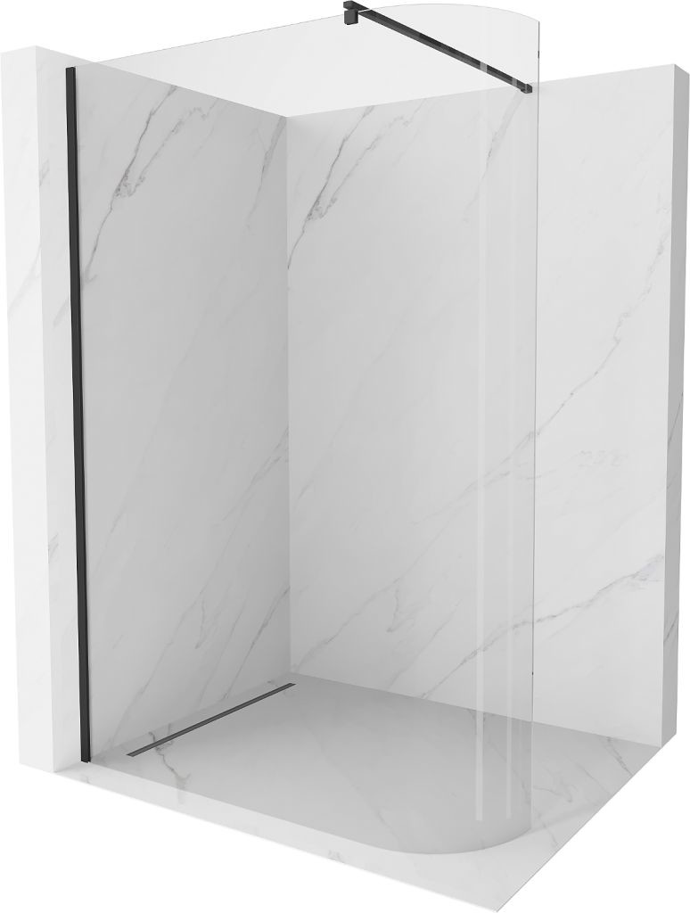 MEXEN/S - Kioto Sprchová zástena WALK-IN zaoblená 90 x 200 cm, transparent 8 mm, čierna 800-090-101-70-06