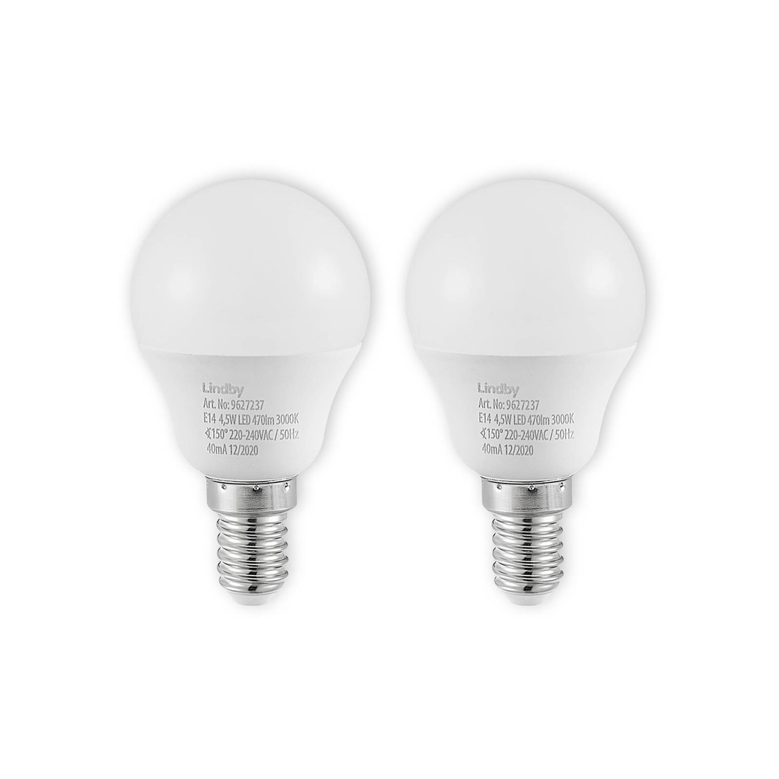 Lindby LED žiarovka E14 G45 4,5W 3000K opálová 2ks