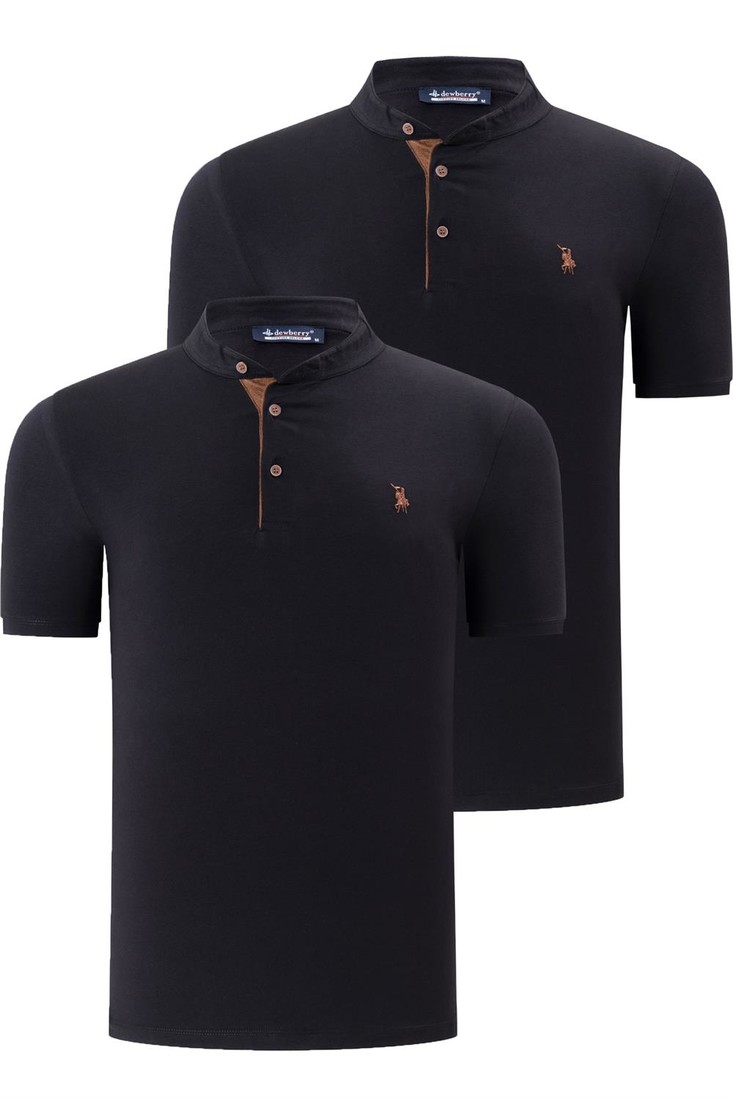 DUO SET T8560 DEWBERRY MENS T-SHIRT-DARK BLACK-DARK BLACK