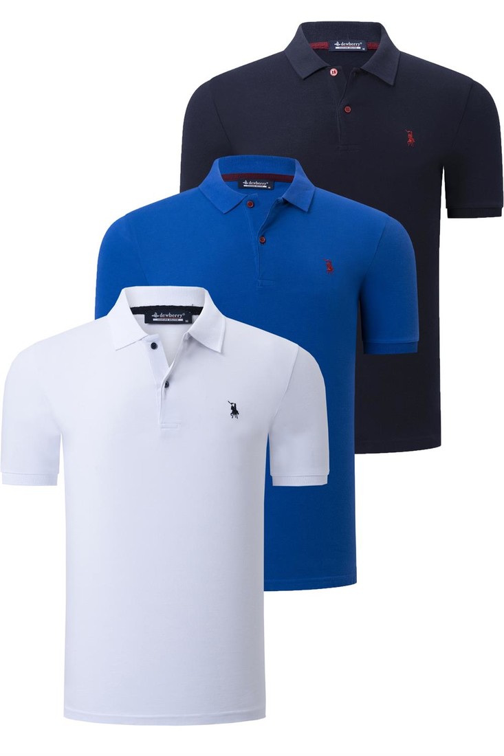 TRIPLE SET T8561 DEWBERRY MENS T-SHIRT-NAVY-WHITE-SAKS