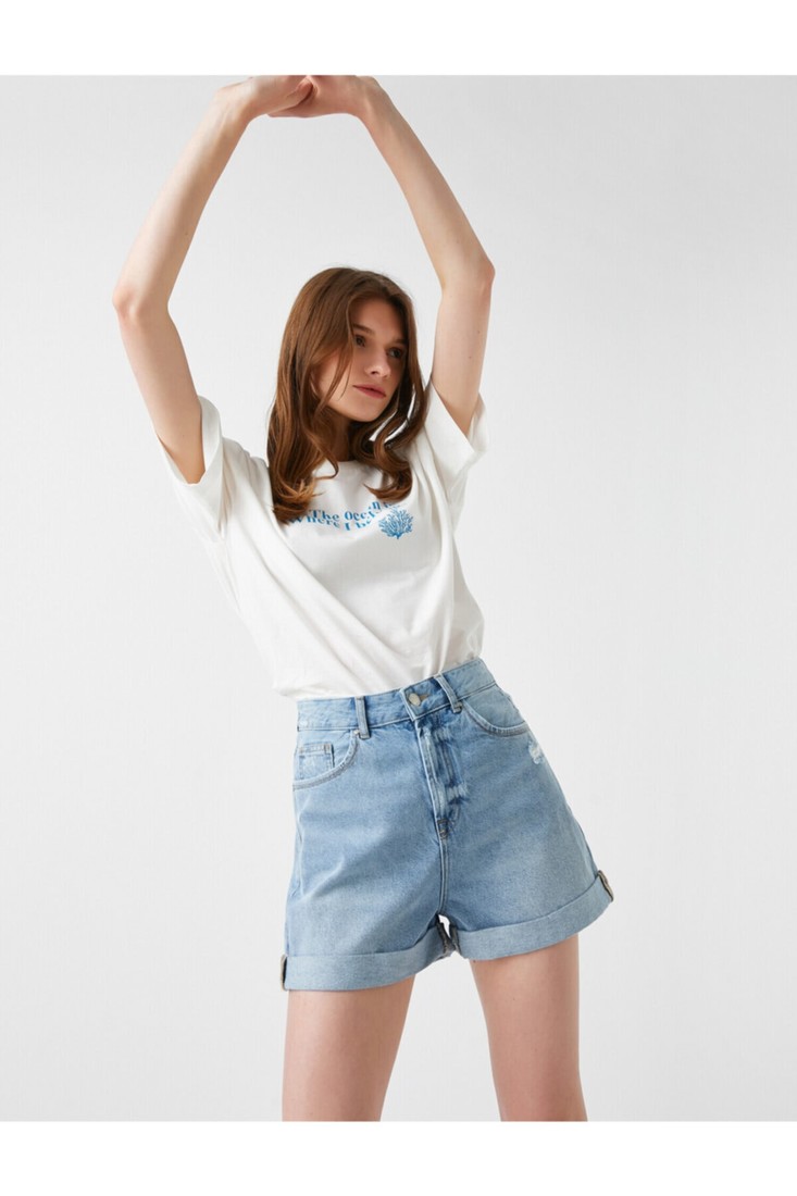 Koton Shorts - Navy blue - High Waist