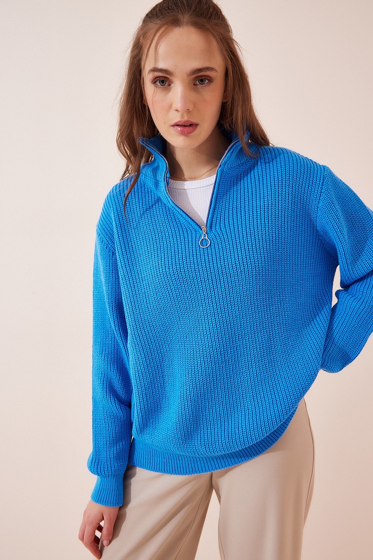 Happiness İstanbul Sweater - Blue - Regular fit