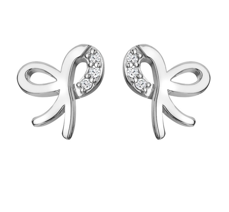 Hot Diamonds Krásne strieborné náušnice s diamantmi Mašľa Much Loved DE730