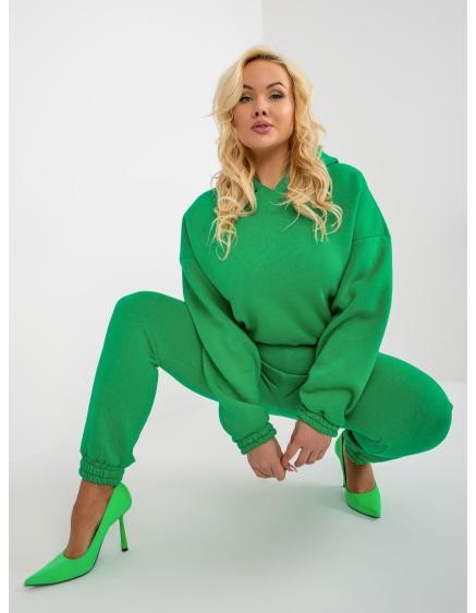 Dámska súprava plus size basic s kapucňou UNFRIEDA zelená
