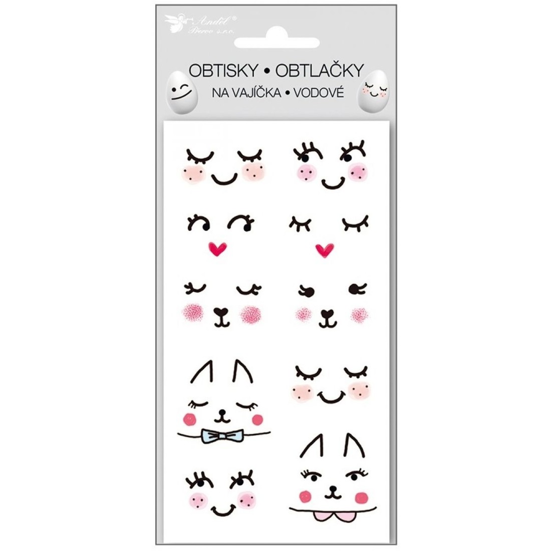 Anděl Vodové obtlačky Emoji na vajíčka Tváre 19 x 9 cm