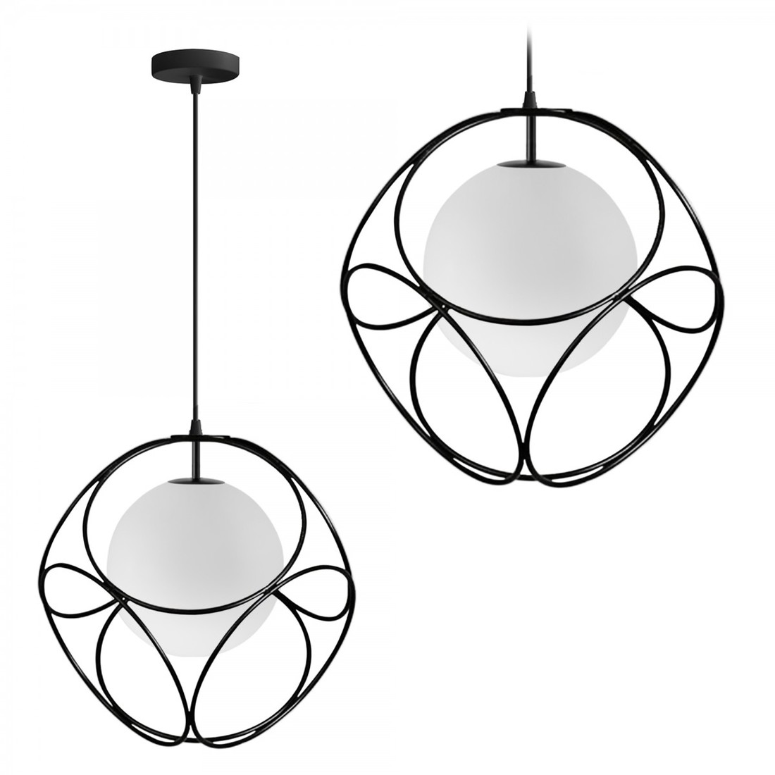 Závěsná lampa LA BELLE V černá/bílá