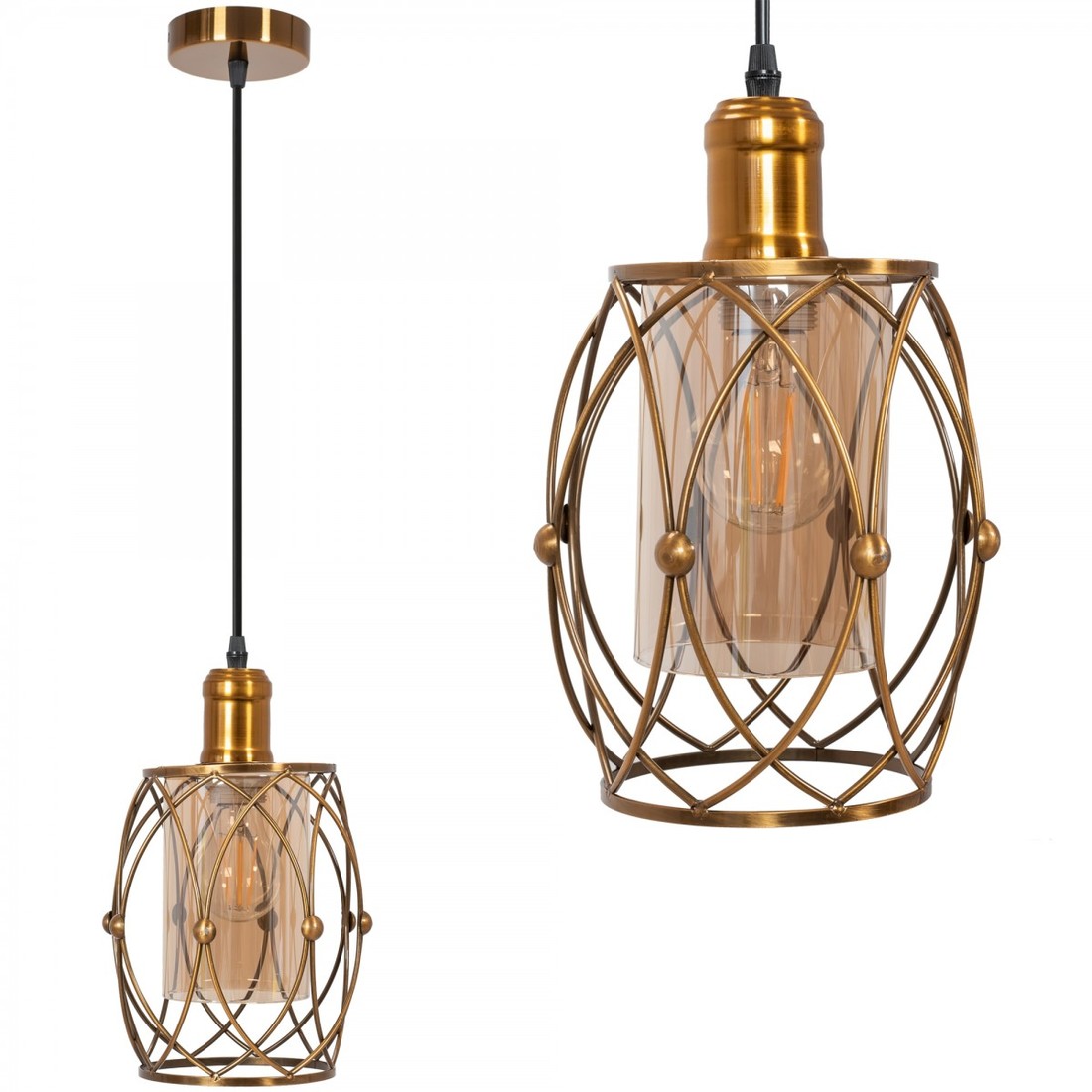 Závěsná lampa La Belle XI měděná