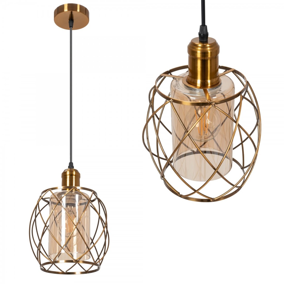 Závěsná lampa La Belle XII měděná