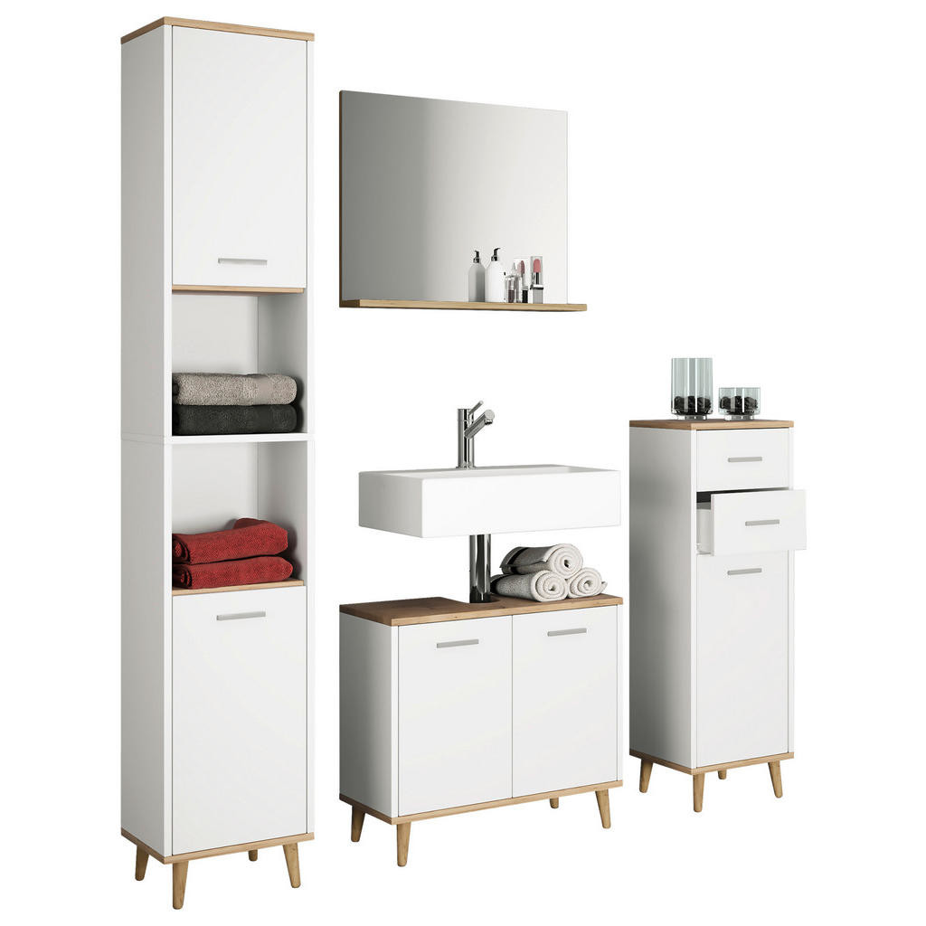 MID.YOU KÚPEĽŇA, biela, dub medový, 124 cm