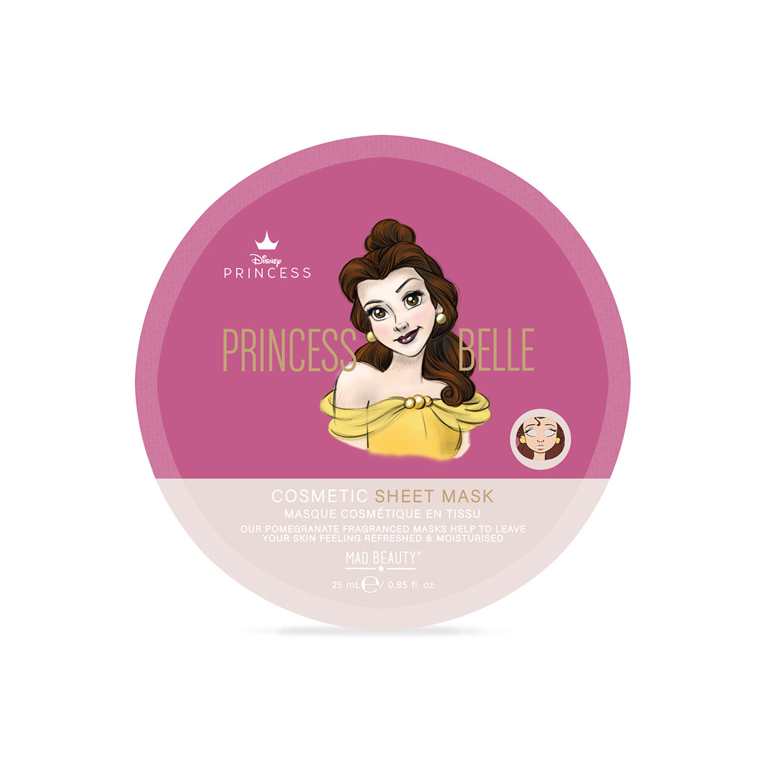 Mad Beauty Osviežujúca plátienková maska Princess Belle (Sheet Mask) 25 ml