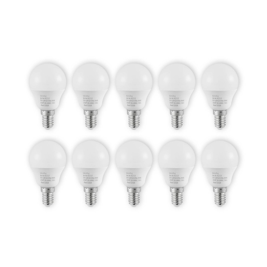 Lindby LED žiarovka E14 G45 4,5W 3 000K opál 10 ks