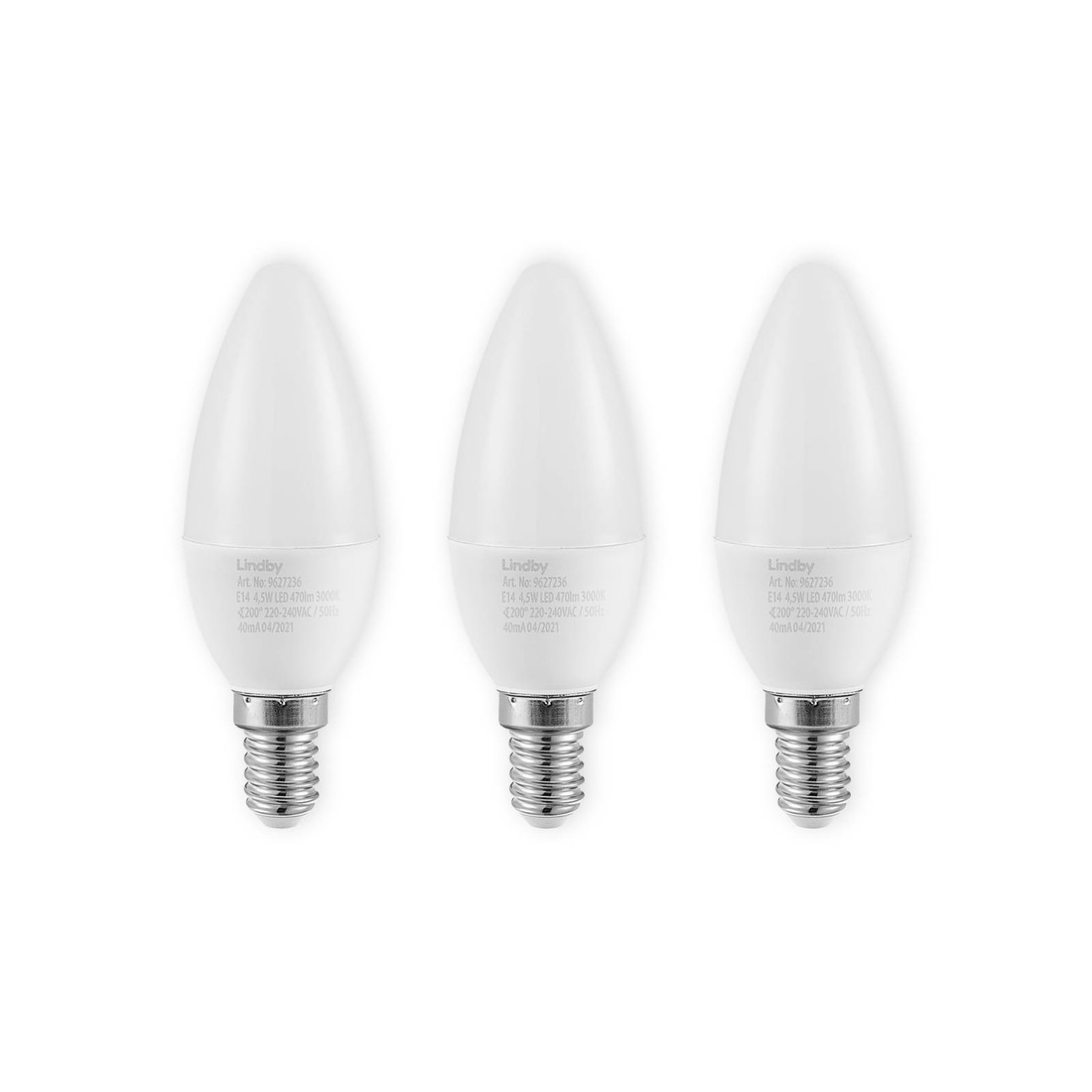 Lindby LED žiarovka E14 C35 4,5W 3000K opálová 3ks