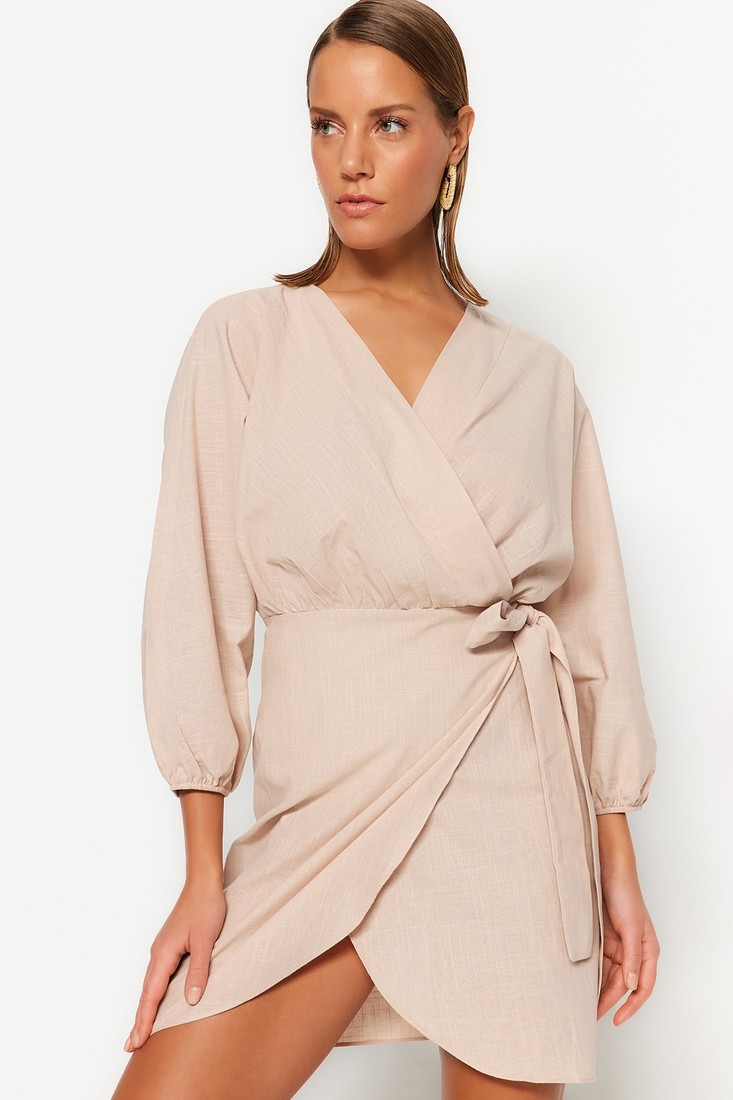 Trendyol Dress - Beige - Wrapover
