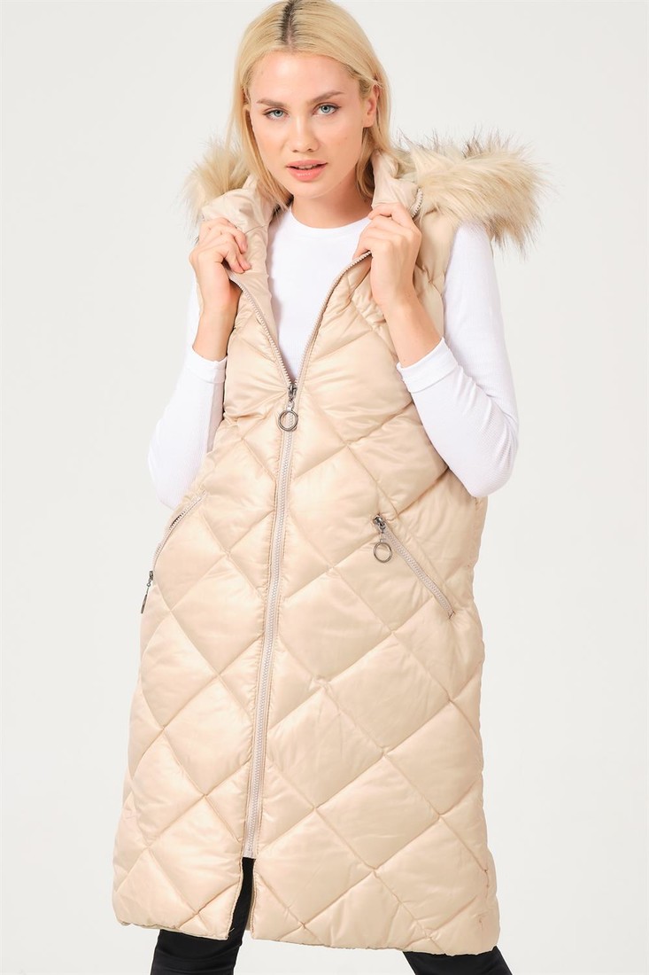 Z6717 DEWBERRY LADIES VEST-FLAT CREAM
