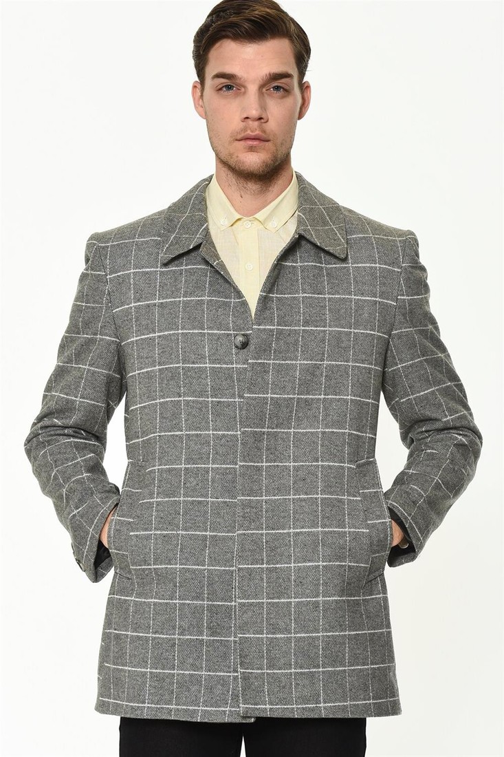 PLT8206 DEWBERRY MEN'S COAT-PLAIN GREY