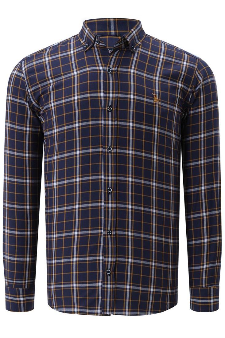 G740 DEWBERRY MEN'S SHIRT-PLAIN NAVY-MUSTARD
