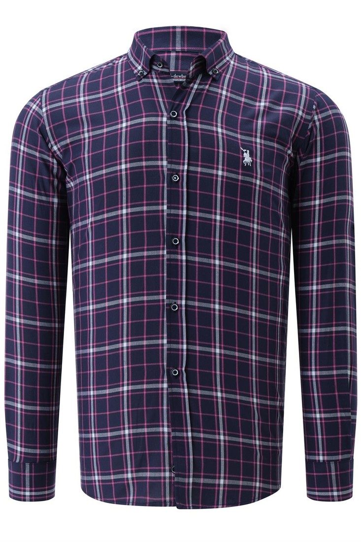 G740 DEWBERRY MEN'S SHIRT-PLAIN NAVY-PINK