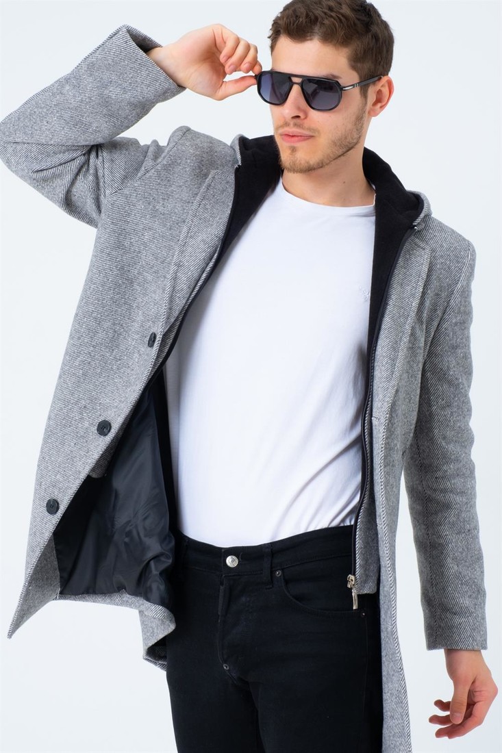 PLT8395 DEWBERRY BATTAL COAT-DIAGONAL GREY
