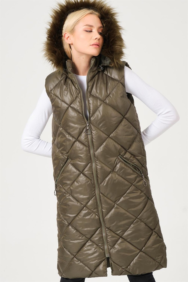 Z6717 DEWBERRY LADIES VEST-STRAIGHT KHAKI