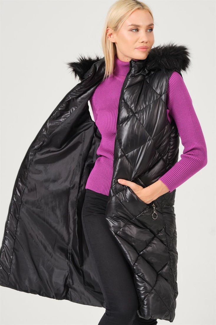 Z6717 DEWBERRY LADIES VEST-STRAIGHT BLACK