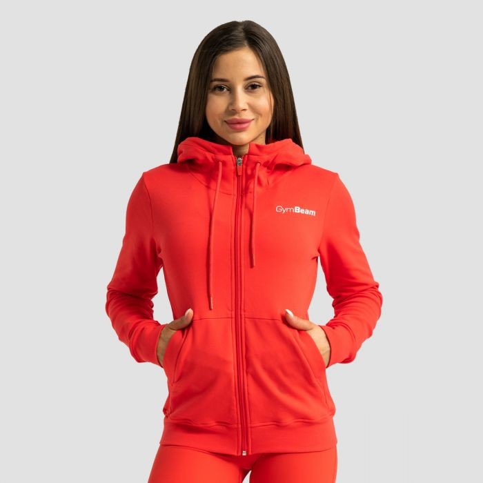 GymBeam Dámska mikina so zipsom Limitless Hot Red  LL