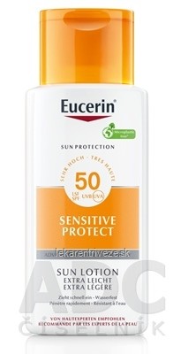 Eucerin SUN SENSITIVE PROTECT SPF 50+ Mlieko extra ľahké, telové mlieko na oplalovanie (inov.23) 1x150 ml