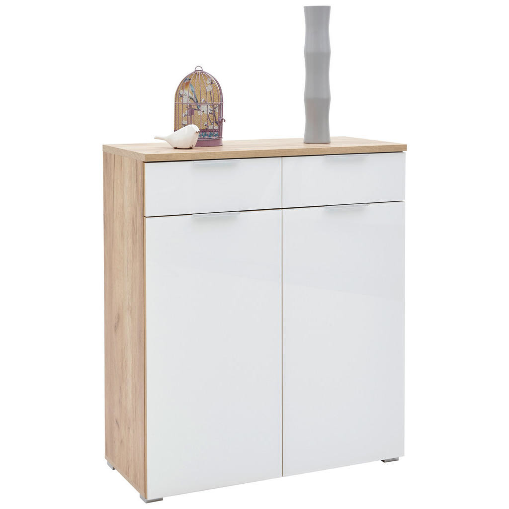 Voleo SKRINKA NA TOPÁNKY, biela, farby duba, dub, 89/105/40 cm