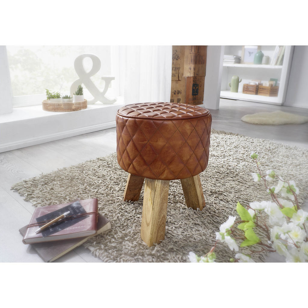 MID.YOU TABURETKA, koža, 35/46/35 cm