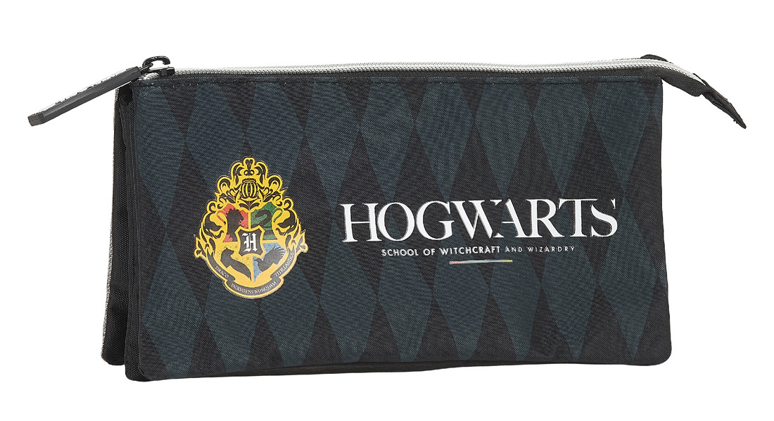 SAFTA trojkomorový peračník Harry Potter Hogwarts - sivý