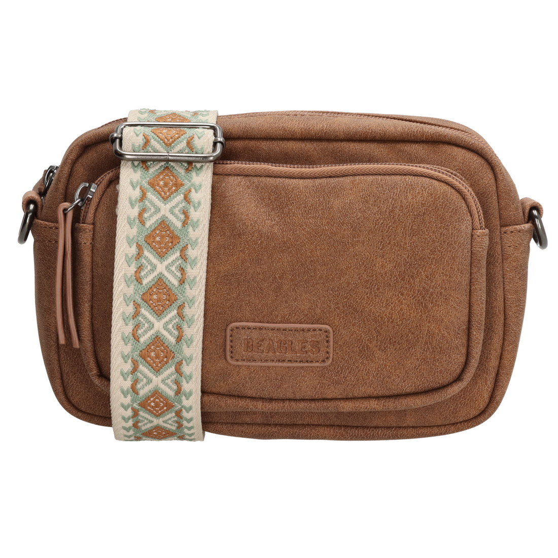 Beagles dámska crossbody kabelka Malaga s dekoratívnym popruhom - hnedá