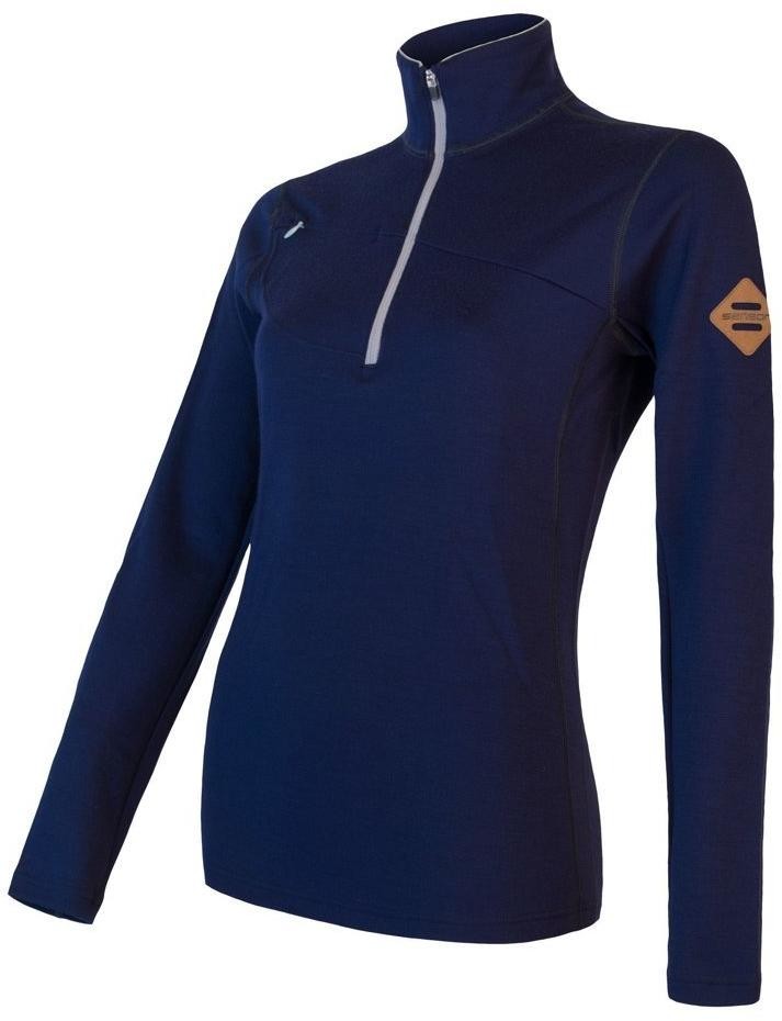 Sensor Merino Upper dámská mikina krátký zip deep blue