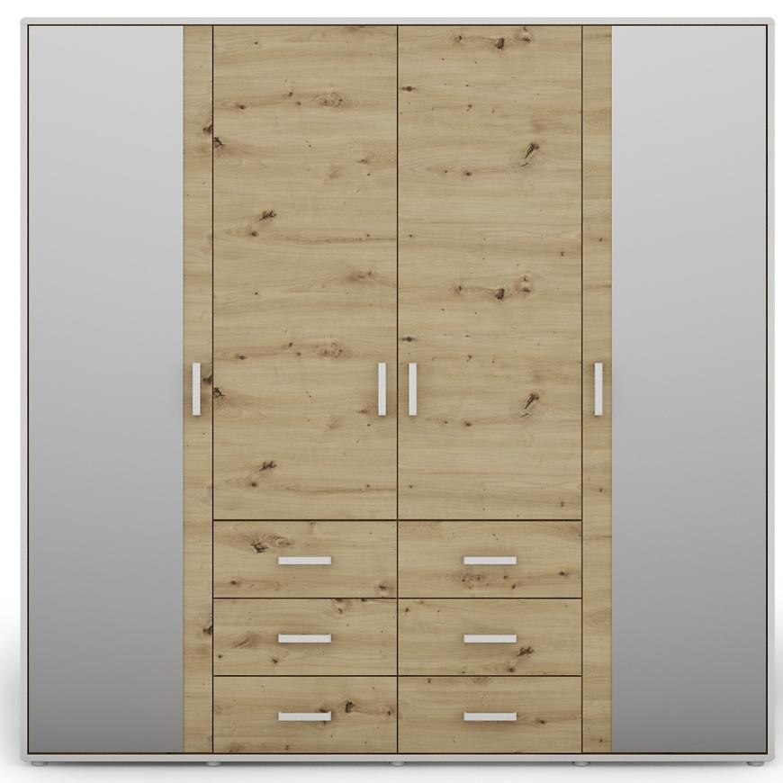 Skriňa Capannoli 6s 4d zrkadlo dub artisan/biela