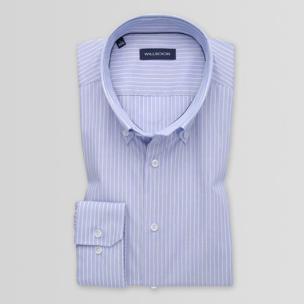 Pánska slim fit košeľa svetlomodrej farby s prúžkami 14969