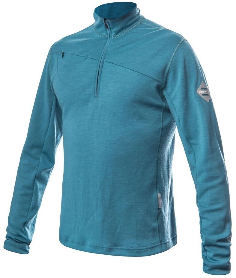 Sensor Merino Upper pánská mikina krátký zip mint blue
