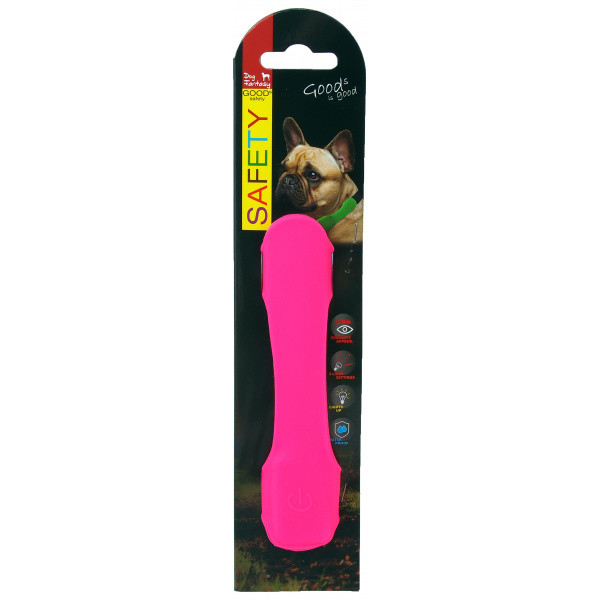 Dog Fantasy pásik LED svietiaci ružový 15 cm