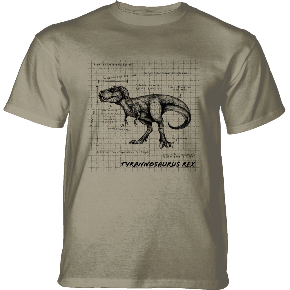 Pánske batikované tričko The Mountain - T-REX Fact Sheet- béžové Veľkosť: XL