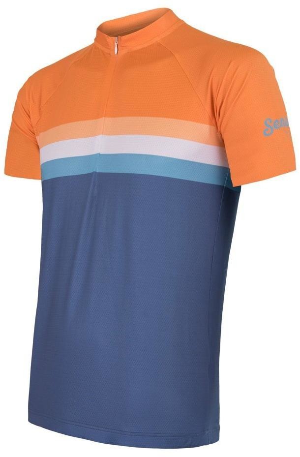 Sensor Cyklo Summer Stripe pánský dres kr.rukáv modrá/oranžová