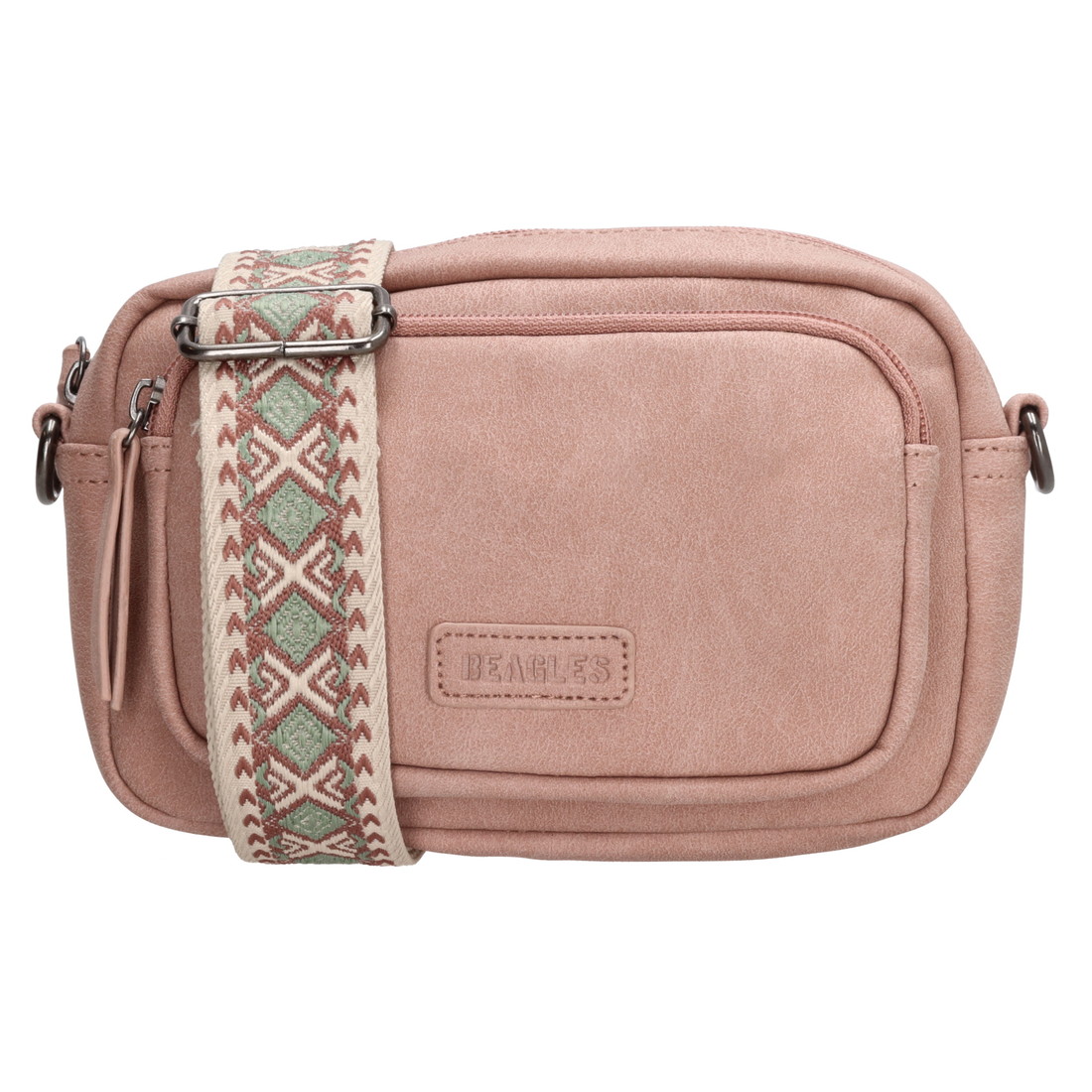 Beagles dámska crossbody kabelka Malaga s dekoratívnym popruhom - svetlo ružová